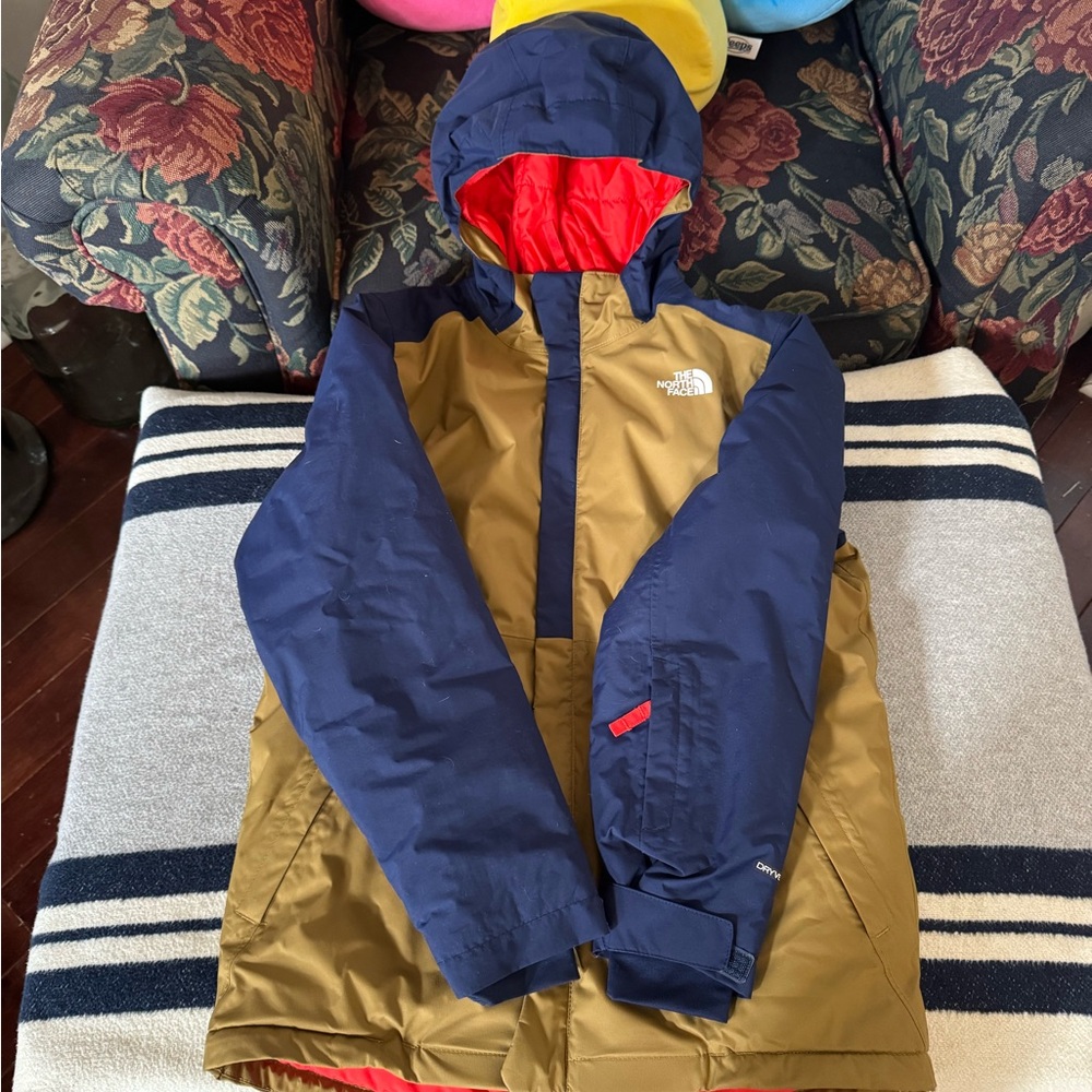 The North Face Kids' Blue and Tan Jacket Boys Large (14 - 16)